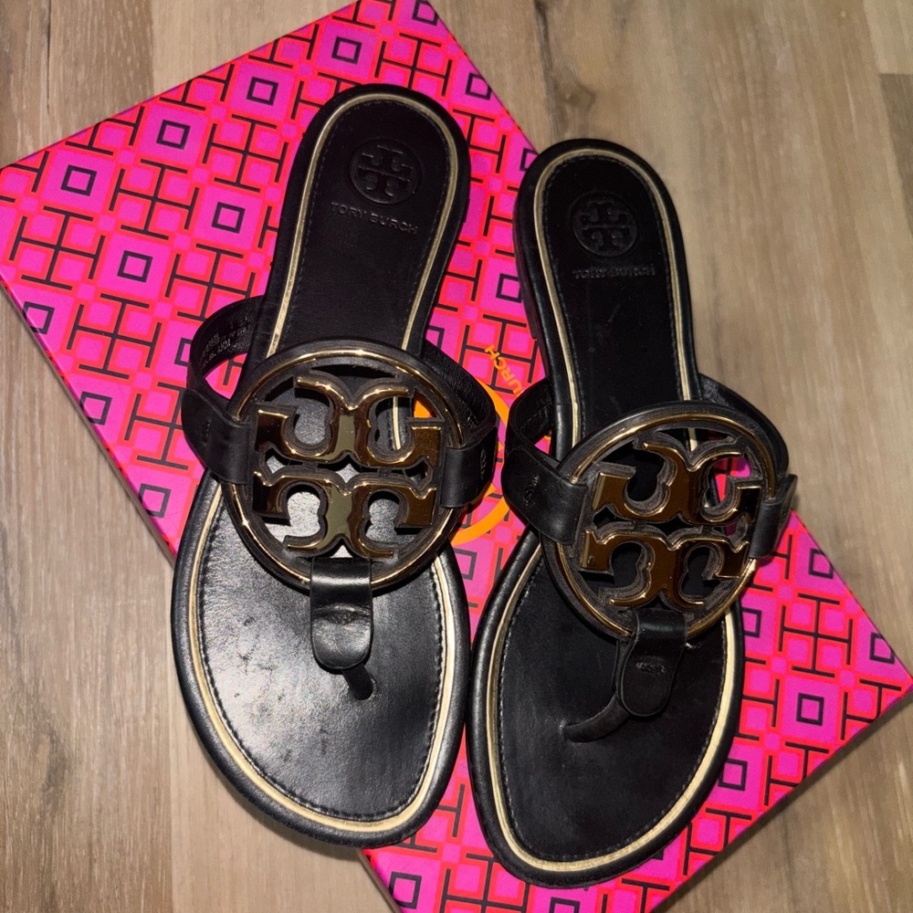 Tory Burch Black Sandals Metal Miller size 6.5